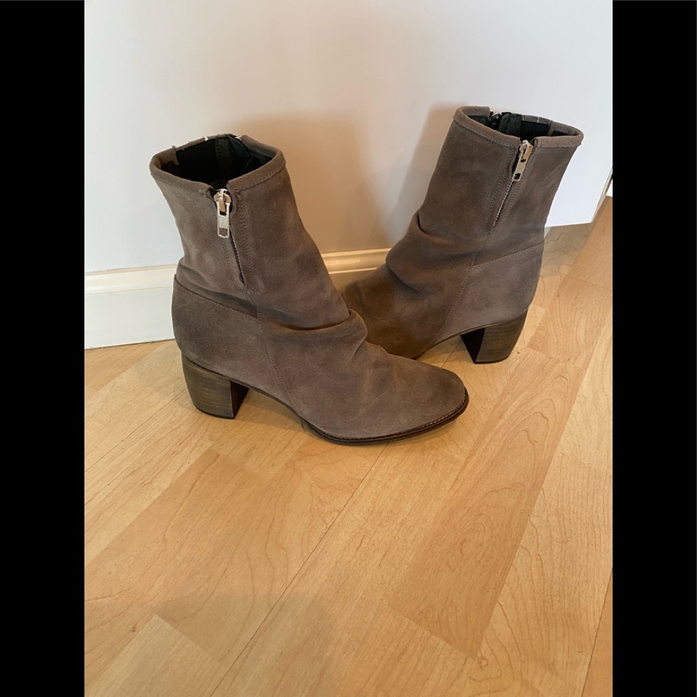Jeffrey Campbell gray suede bootie